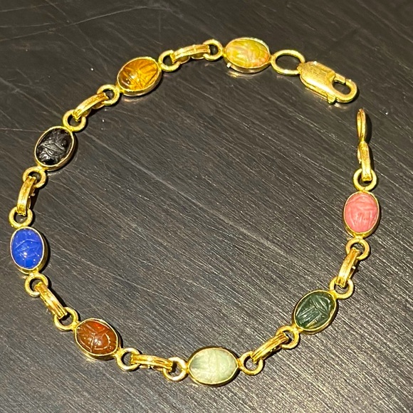 14k gold Egyptian scarab bracelet - Picture 1 of 7